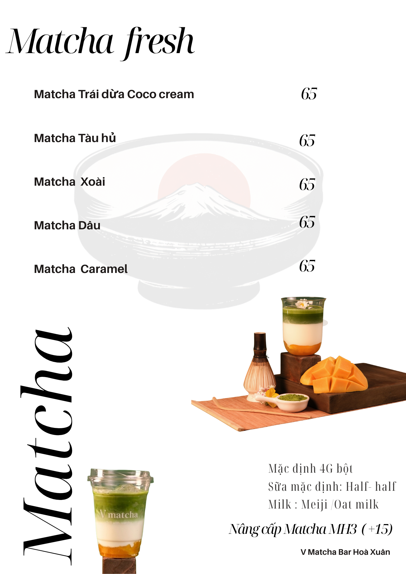 Menu Matcha Fresh kèm giá